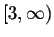 $[3,\infty)$