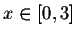 $x \in
[0,3]$