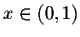 $x \in (0,1)$